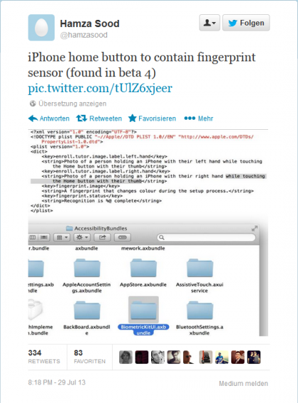 iPhone Fingerabdruck-Scanner iOS 7