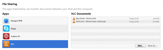 VLC for iOS iTunes Freigabe