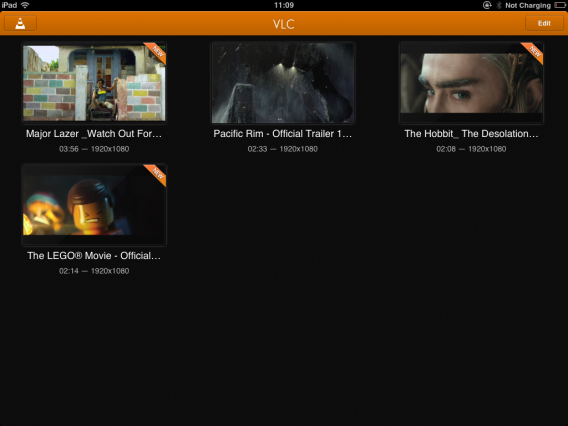 VLC for iOS Mediathek Vorschau