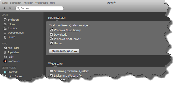 Importfunktion in Spotify