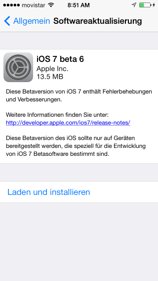 iOS 7 beta 6 Update