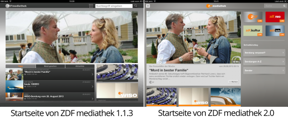 ZDF-mediathek-Startseiten im Vergleich