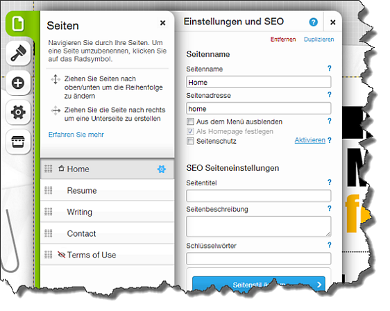 wix - seiten erstellen