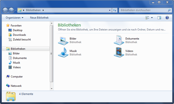 Standard-Bibliotheken Windows Explorer