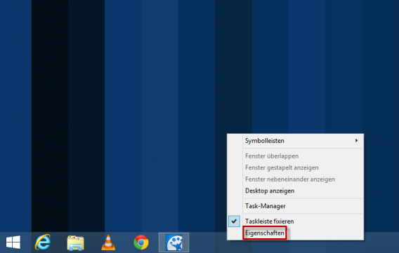 Taskleiste Eigenschaften aufrufen