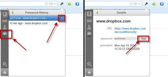 Generierte Passwörter speichert man mit einem Klick in der Zwischenablage.