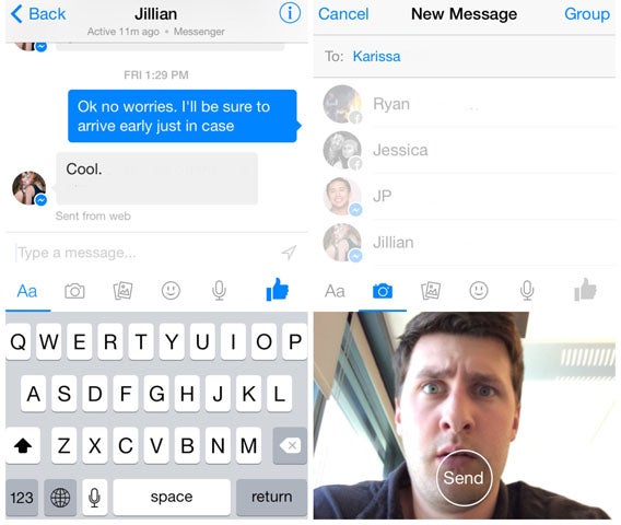 Facebook Messenger: Selfies in der iOS-Version