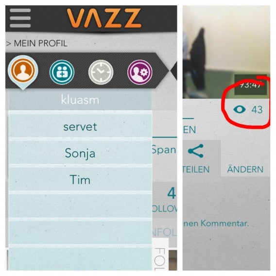 Vazz-Update für iPhone bringt einen Abrufzähler und Freundeslisten.