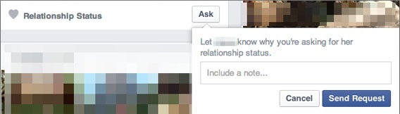 Facebook: ASK-Button zur Abfrage des Beziehungsstatus - Screenshot