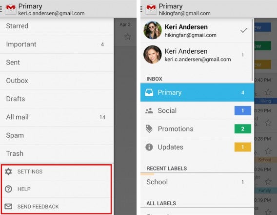 Gmail-App für Android Update Screenshot