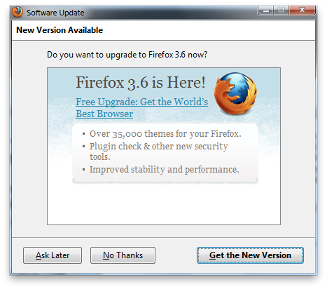 Mozilla Firefox Update-Popup