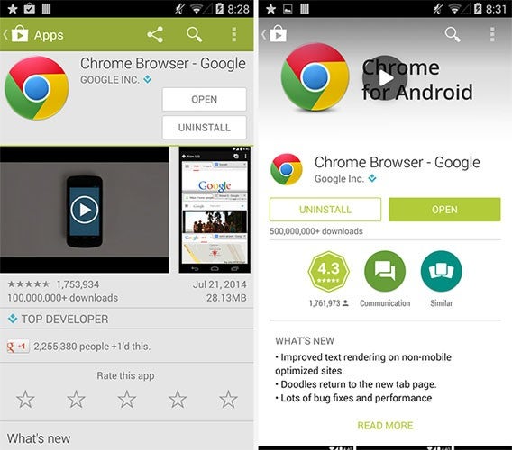 Google Play Store: Update für Android bringt das Material Design von Android L