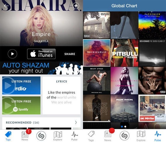 Shazam: Integration von Rdio zum Abspielen erkannter Musiktitel Shazam: Integration von Rdio zum Abspielen erkannter Musiktitel
