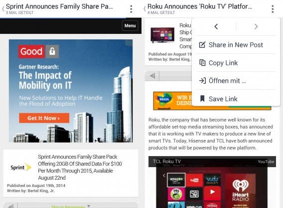 Facebook für Android: So lässt sich der neue eingebaute Browser abstellen