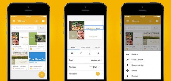 Google Slides für iOS und Microsoft Office-Dokumente ohne Konvertierung mit Google Docs und Tabellen bearbeiten