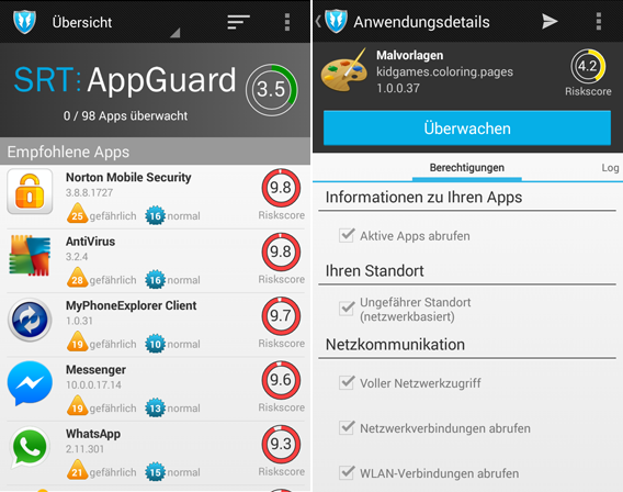 AppGuard Detailansicht
