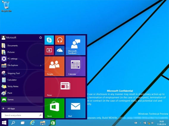 Windows 9: Bilder und ein Video zeigen Start-Menü und Desktop von Windows 9 Threshold