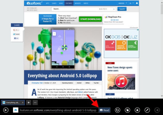 Softonic Windows Tip of the Week - Use reading view in Internet Explorer