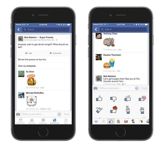 Facebook erweitert die Verwendung von Stickern, Smileys und Emoji auch auf Kommentare