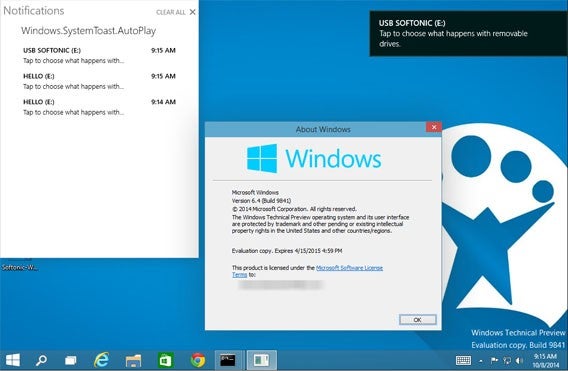 Windows 10: Das neue Benachrichtigungscenter lässt sich in Windows 10 Technical Preview aktivieren Windows 10: Das neue Benachrichtigungscenter lässt sich in Windows 10 Technical Preview aktivieren