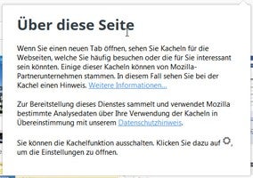 Datenschutzhinweis der Firefox Startseite.