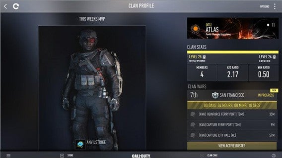 Mit der kostenlosen Begleit-App zu Call of Duty: Advanced organisieren Sie Clankriege und sichern sich extra Beute im Spiel