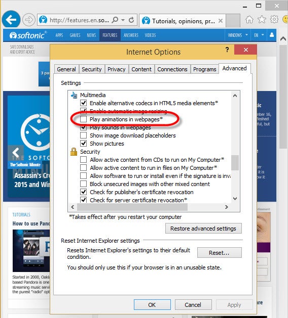 how to block or stop animated gifs on webpages