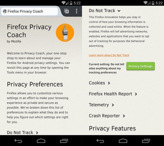 Mozilla Firefox: Mehr Datenschutz unter Android mit dem Privacy Coach