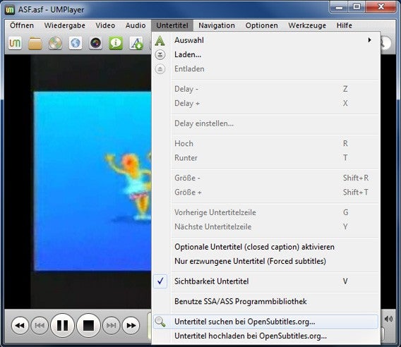 UMPlayer - Untertitel-Download