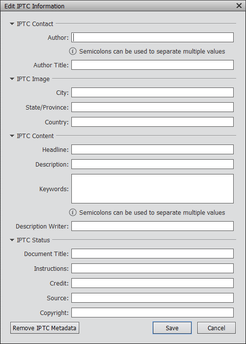 PSE Organizer Edit IPTC