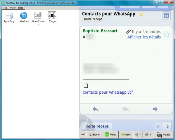 Envoi de la liste de contacts WhatsApp Softonic