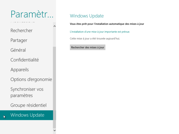 Panneau de Configuration Windows 8 Windows Update