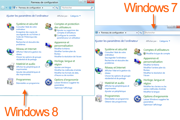 Comparatif Panneau de Configuration 