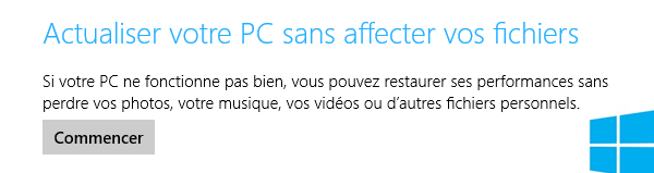 Option "Actualiser PC"