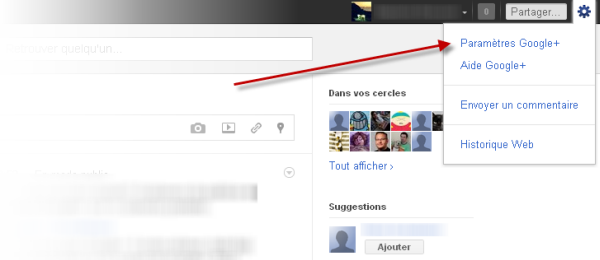 Accèdez aux paramètres de Google+