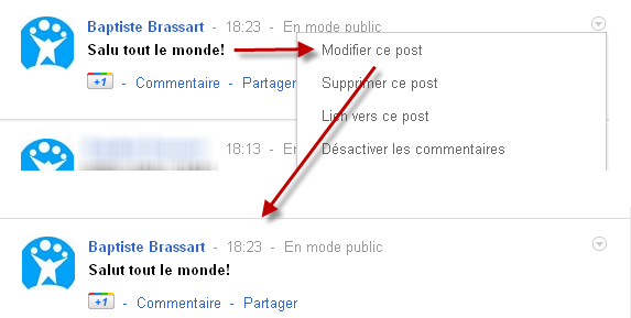 Astuce Modifier les commentaires de Google+