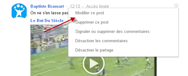 Modifier ce post Google+