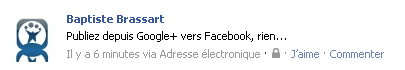 Publication de facebook depuis l'adresse électronique