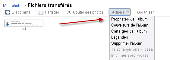 Album Fichiers transférés Picasa Web Google+