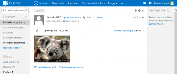 Nouvelle interface Outlook