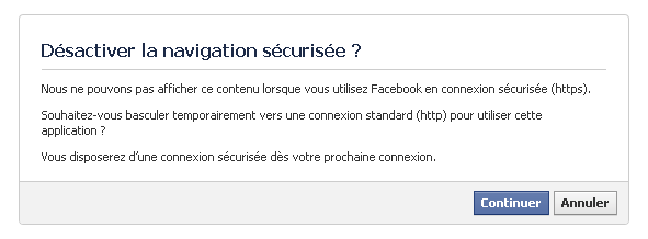 Jeux ou pages hébergeant des vidéos Facebook HTTPS