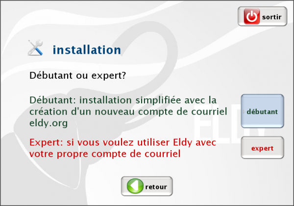 Choisissez entre nouveau ou déjà enregistré Eldy