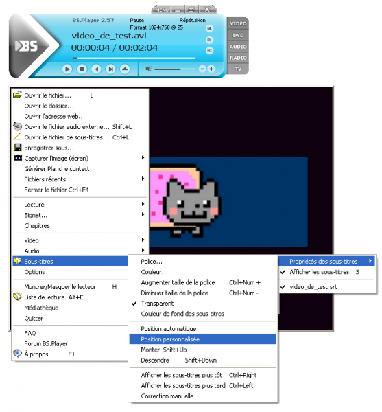 Personnaliser la position des sous-titres BS.player Softonic