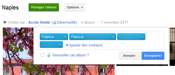 Options de partage Google+