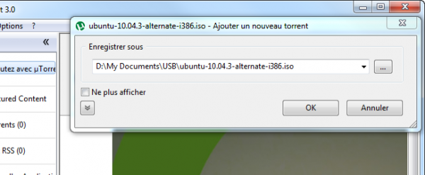 Emplacement de destination du fichier Softonic uTorrent