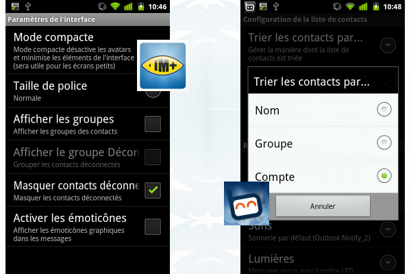 Tri des contacts Softonic