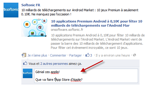 Commenter un lien Facebook Softonic