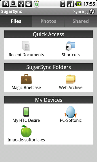 SugarSync sur Android