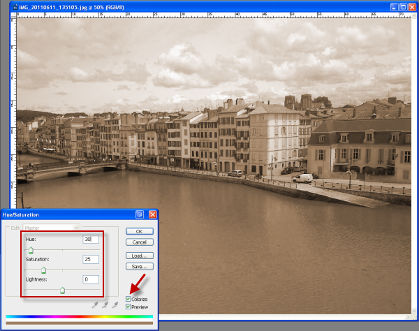 Ajouter un effet Sépia Photoshop