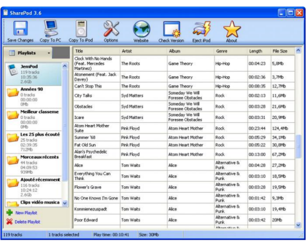 Interface principale de Sharepod